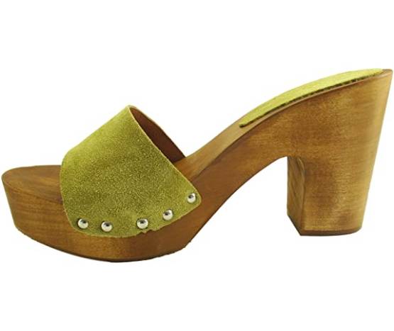 high heeled wooden clogs